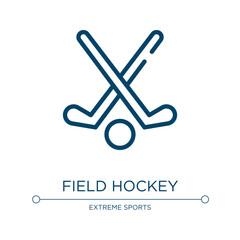 Poster - Field hockey icon. Linear vector illustration from sports collection. Outline field hockey icon vector. Thin line symbol for use on web and mobile apps, logo, print media.