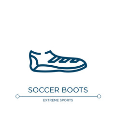 Poster - Soccer boots icon. Linear vector illustration from soccer collection. Outline soccer boots icon vector. Thin line symbol for use on web and mobile apps, logo, print media.