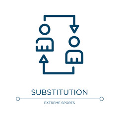 Aufkleber - Substitution icon. Linear vector illustration from soccer collection. Outline substitution icon vector. Thin line symbol for use on web and mobile apps, logo, print media.