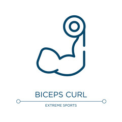 Poster - Biceps curl icon. Linear vector illustration from gym collection. Outline biceps curl icon vector. Thin line symbol for use on web and mobile apps, logo, print media.
