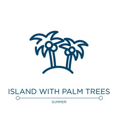 Poster - Island with palm trees icon. Linear vector illustration from summer collection. Outline island with palm trees icon vector. Thin line symbol for use on web and mobile apps, logo, print media.
