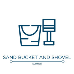 Poster - Sand bucket and shovel icon. Linear vector illustration from summer collection. Outline sand bucket and shovel icon vector. Thin line symbol for use on web and mobile apps, logo, print media.