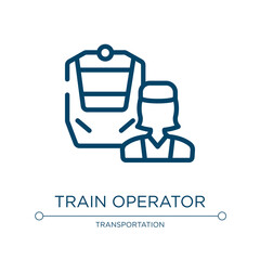 Poster - Train operator icon. Linear vector illustration from public transportation collection. Outline train operator icon vector. Thin line symbol for use on web and mobile apps, logo, print media.
