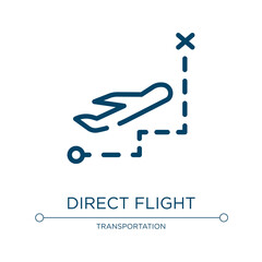 Poster - Direct flight icon. Linear vector illustration from airport collection. Outline direct flight icon vector. Thin line symbol for use on web and mobile apps, logo, print media.