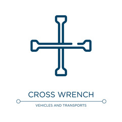 Poster - Cross wrench icon. Linear vector illustration from car repair collection. Outline cross wrench icon vector. Thin line symbol for use on web and mobile apps, logo, print media.