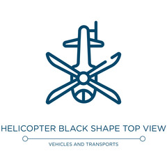 Poster - Helicopter black shape top view icon. Linear vector illustration from airplanes collection. Outline helicopter black shape top view icon vector. Thin line symbol for use on web and mobile apps, logo,