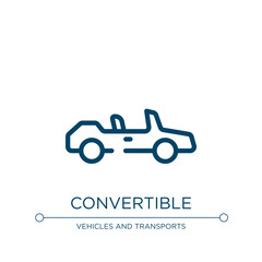 Poster - Convertible icon. Linear vector illustration from transportation collection. Outline convertible icon vector. Thin line symbol for use on web and mobile apps, logo, print media.