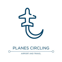 Poster - Planes circling icon. Linear vector illustration from in the airport collection. Outline planes circling icon vector. Thin line symbol for use on web and mobile apps, logo, print media.