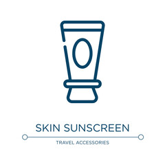Aufkleber - Skin sunscreen icon. Linear vector illustration from holidays collection. Outline skin sunscreen icon vector. Thin line symbol for use on web and mobile apps, logo, print media.