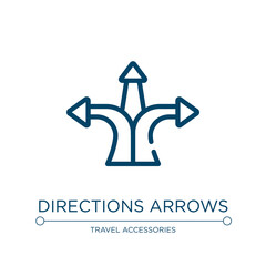 Aufkleber - Directions arrows icon. Linear vector illustration from travel and tourism collection. Outline directions arrows icon vector. Thin line symbol for use on web and mobile apps, logo, print media.
