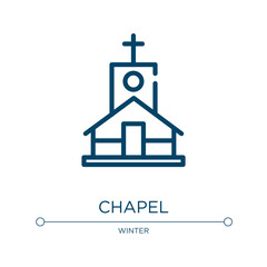 Poster - Chapel icon. Linear vector illustration from winter collection. Outline chapel icon vector. Thin line symbol for use on web and mobile apps, logo, print media.