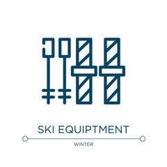 Poster - Ski equiptment icon. Linear vector illustration from winter collection. Outline ski equiptment icon vector. Thin line symbol for use on web and mobile apps, logo, print media.