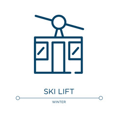 Poster - Ski lift icon. Linear vector illustration from winter collection. Outline ski lift icon vector. Thin line symbol for use on web and mobile apps, logo, print media.