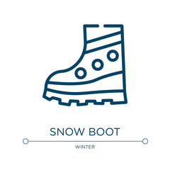 Poster - Snow boot icon. Linear vector illustration from winter collection. Outline snow boot icon vector. Thin line symbol for use on web and mobile apps, logo, print media.