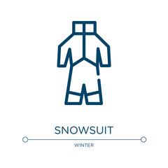 Aufkleber - Snowsuit icon. Linear vector illustration from winter collection. Outline snowsuit icon vector. Thin line symbol for use on web and mobile apps, logo, print media.
