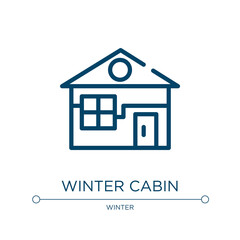 Poster - Winter cabin icon. Linear vector illustration from winter collection. Outline winter cabin icon vector. Thin line symbol for use on web and mobile apps, logo, print media.