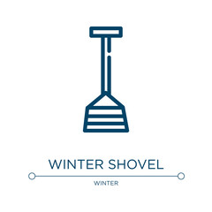 Poster - Winter shovel icon. Linear vector illustration from winter collection. Outline winter shovel icon vector. Thin line symbol for use on web and mobile apps, logo, print media.