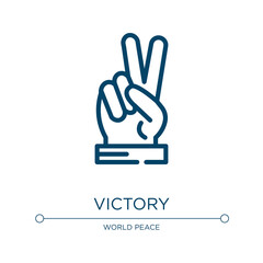 Poster - Victory icon. Linear vector illustration from world peace collection. Outline victory icon vector. Thin line symbol for use on web and mobile apps, logo, print media.