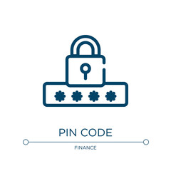 Aufkleber - Pin code icon. Linear vector illustration from finance collection. Outline pin code icon vector. Thin line symbol for use on web and mobile apps, logo, print media.
