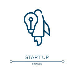 Poster - Start up icon. Linear vector illustration from business collection. Outline start up icon vector. Thin line symbol for use on web and mobile apps, logo, print media.
