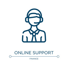 Poster - Online support icon. Linear vector illustration from business collection. Outline online support icon vector. Thin line symbol for use on web and mobile apps, logo, print media.