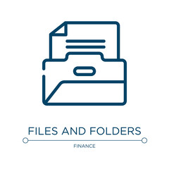 Poster - Files and folders icon. Linear vector illustration from business consultant collection. Outline files and folders icon vector. Thin line symbol for use on web and mobile apps, logo, print media.