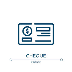 Poster - Cheque icon. Linear vector illustration from business collection. Outline cheque icon vector. Thin line symbol for use on web and mobile apps, logo, print media.
