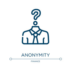 Poster - Anonymity icon. Linear vector illustration from cryptocurrency collection. Outline anonymity icon vector. Thin line symbol for use on web and mobile apps, logo, print media.