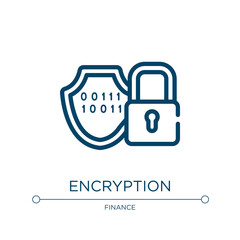Poster - Encryption icon. Linear vector illustration from cryptocurrency collection. Outline encryption icon vector. Thin line symbol for use on web and mobile apps, logo, print media.