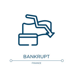 Aufkleber - Bankrupt icon. Linear vector illustration from economy collection. Outline bankrupt icon vector. Thin line symbol for use on web and mobile apps, logo, print media.