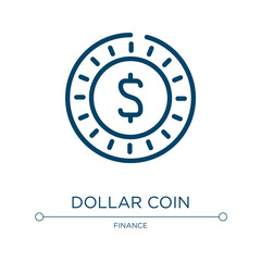 Poster - Dollar coin icon. Linear vector illustration from economy collection. Outline dollar coin icon vector. Thin line symbol for use on web and mobile apps, logo, print media.