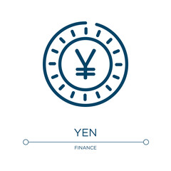 Poster - Yen icon. Linear vector illustration from economy collection. Outline yen icon vector. Thin line symbol for use on web and mobile apps, logo, print media.