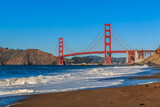 Fototapeta Pomosty - Famous Golden Gate Bridge in San Francisco, California view from Baker Beach