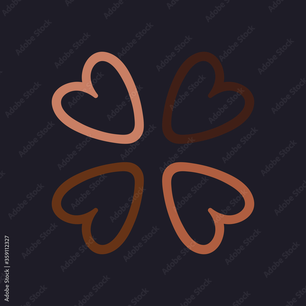 logo hearts different skin tones.Illustration for diversity and unity ...