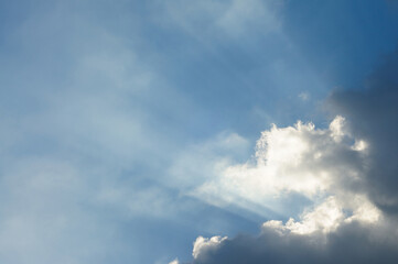 Blue Sky with Clouds and Rays