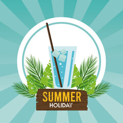 Sticker - summer holiday label with ice drink