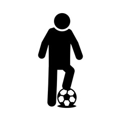 soccer game, player character and ball league recreational sports tournament silhouette style icon