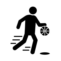 Wall Mural - basketball game, player with ball running recreation sport silhouette style icon