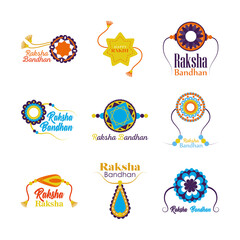 Wall Mural - Raksha bandhan wristbands set vector design