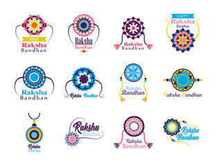 Wall Mural - Raksha bandhan wristbands set vector design