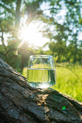 glass of clean water outdoor