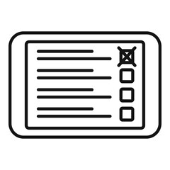 Poster - Tablet online survey icon. Outline tablet online survey vector icon for web design isolated on white background