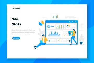Wall Mural - Flat design site stats landing page concept. Illustration for websites, landing pages, mobile applications, posters and banners