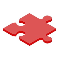 Poster - Red jigsaw icon. Isometric of red jigsaw vector icon for web design isolated on white background