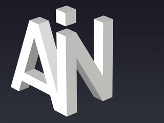 Fototapete - 3d font, Font stylization of the letters A,I and N. font composition of the logo. 3D rendering.