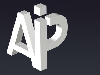 Fototapete - 3d font, Font stylization of the letters A,I and P. font composition of the logo. 3D rendering.