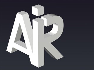 Fototapete - 3d font, Font stylization of the letters A,I and R. font composition of the logo. 3D rendering.