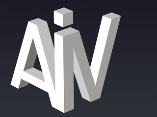 Fototapete - 3d font, Font stylization of the letters A,I and V. font composition of the logo. 3D rendering.
