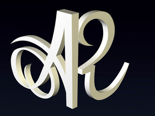 Fototapete - 3d font, Font stylization of the letters A and R, font composition of the logo. 3D rendering.