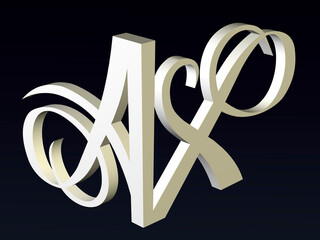 Fototapete - 3d font, Font stylization of the letters A and X. font composition of the logo. 3D rendering.